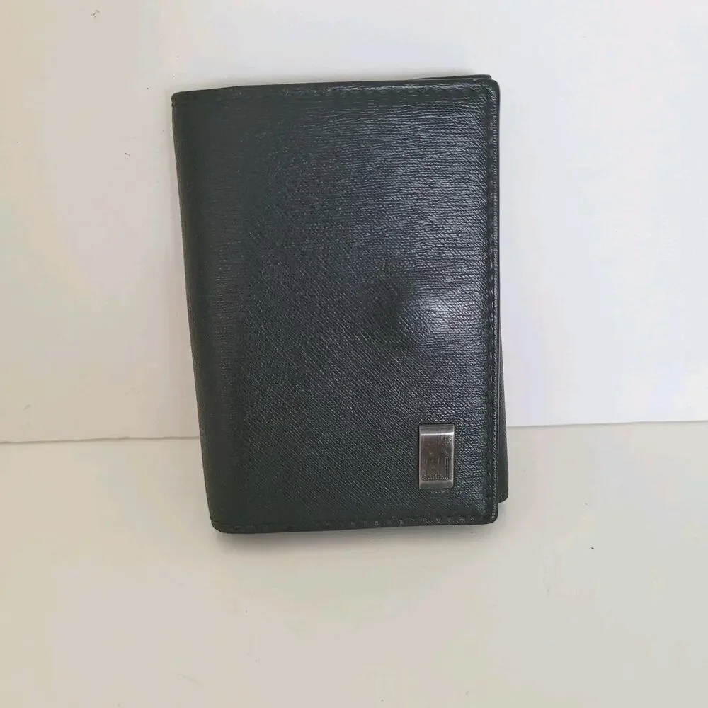Dunhill Key Card Case Hooks Holder Wallet Logo Black Trifold Designer Coin Retro